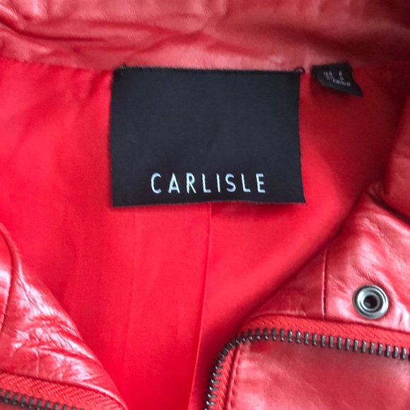 Buttery soft leather peplum red pear jacket - Picture 2 of 5